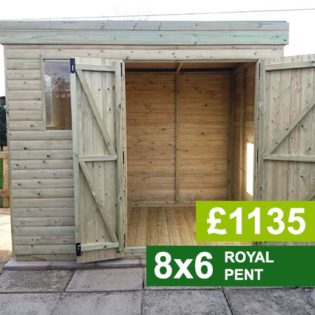 8x6 Royal Pent Garden Shed